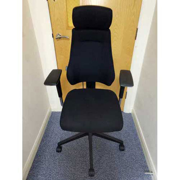 Everest Posture Chair Med Back w/ Head Rest (Black fabric)